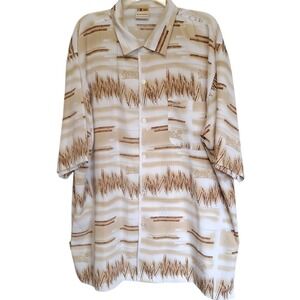 VIntage Southpole Shirt Mens 2XL Brown‎ Shockwave Camp Loop Collar Y2K **Flaws